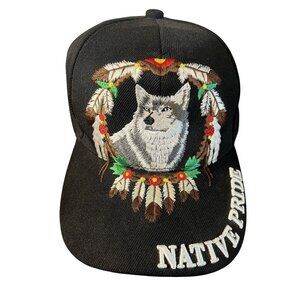 Native Pride Wolf Head Floral Embroidery Dreamcatcher Feather Indian American